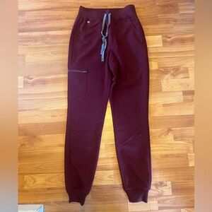 WOMENS FIGS High Waisted Zamora Burgundy Jogger Pants
